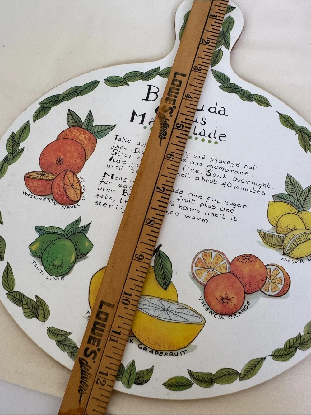 VTG 70s Taunton Vale Bermuda Citrus Marmalade Melamine Cutting Board Cheese Tray